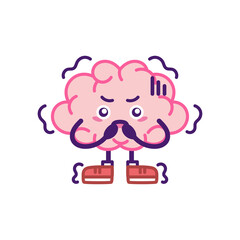 Isolated angry brain cartoon eating its nails - Vector illustration