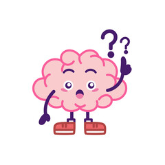 Isolated brain cartoon with question marks - Vector illustration