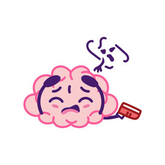 Isolated brain cartoon scared of ghosts - Vector illustration