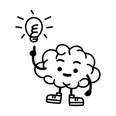 Isolated brain cartoon having an idea - Vector illustration