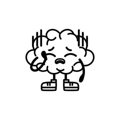 Isolated sad brain cartoon. Sad face - Vector illustration