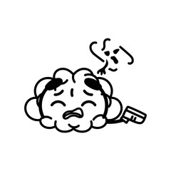 Isolated brain cartoon scared of ghosts - Vector illustration