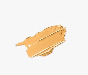 Foundation smeared isolated on white background, swatch face cosmetics.