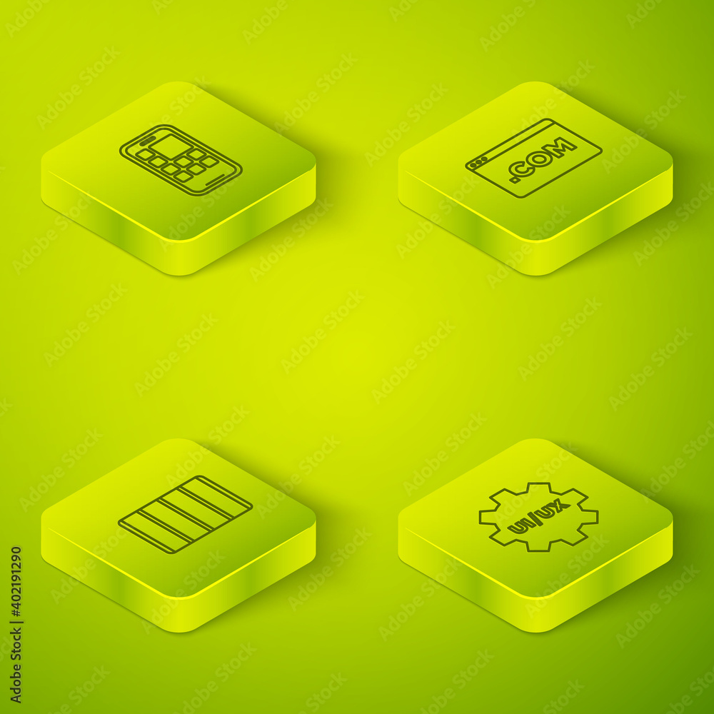 Poster set isometric line ui or ux design, color palette guide, and mobile apps icon. vector.