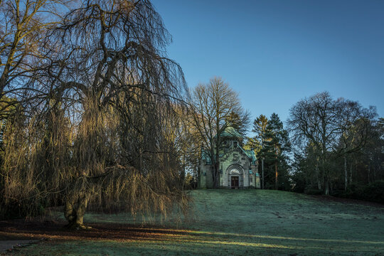 old mausoleum in a graveyard park - Powered by Adobe