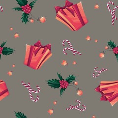 seamless pattern with gift boxes. design for textile, fabric, packaging, wallpaper 