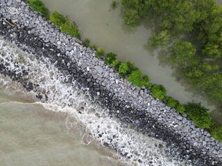Creative Aerial Shots of the Santubong and Damai Beaches of Sarawak Malaysia, beside the South...