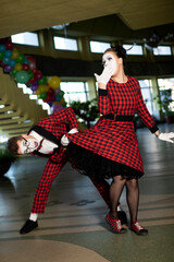 two mimes a guy and a girl perform