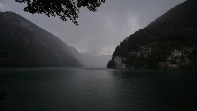 lightning and rain by the konigsee in Germany