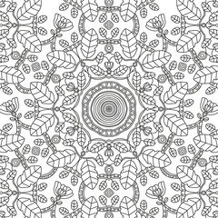 Fototapeta premium Floral Nature Mandala Motive - Coloring Book Vector Illustration In Black and White
