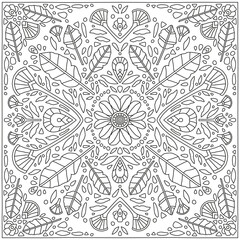 Fototapeta premium Floral Nature Mandala Motive - Coloring Book Vector Illustration In Black and White