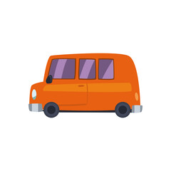 orange minivan car icon vector design