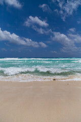 Beach and waves in cancun Mexico