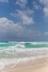 Beach and waves in cancun Mexico