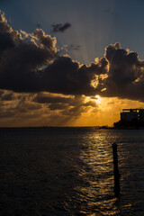 Beautiful sunset in the beach in Cancun Mexico