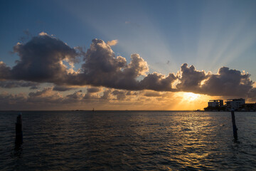 Beautiful sunset in the beach in Cancun Mexico