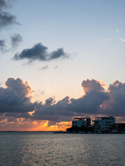 Beautiful sunset in the beach in Cancun Mexico