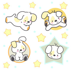 Funny little puppy on a white background