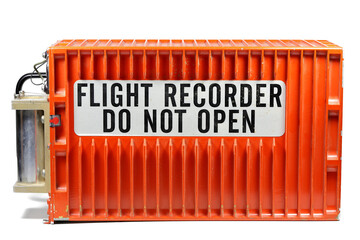 flight data recorder from aircraft isolated on white background