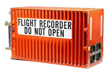 flight data recorder from aircraft isolated on white background