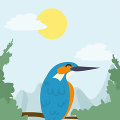 Obraz premium bird at jungle landscape vector design