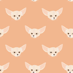 Face of fennec, an African Fox on a pink background