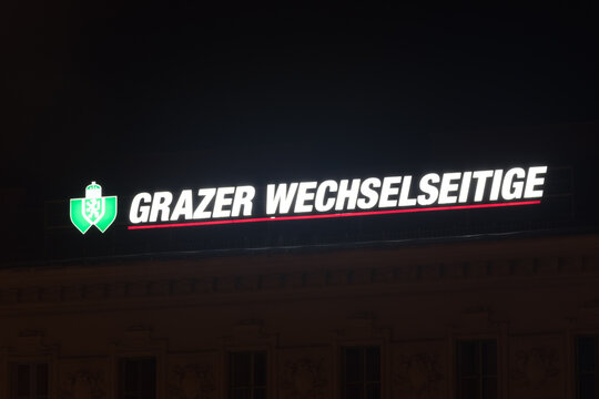Vienna, Austria - August 30, 2020: Logo and sign of Grazer Wechselseitige Versicherung or Graz Mutual Insurance Company.