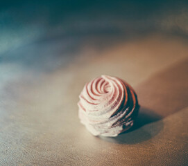 Homemade gentle  raspberry and berry marshmallows, homemade healthy tasty sweets. Natural candy. Soft focus, vintage bokeh.