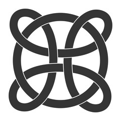 monochrome icon with Celtic knot art and ethnic ornaments