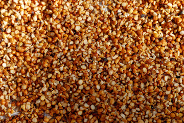 Ethiopian traditional grains dry in the sun so that they can be prepared for consumption