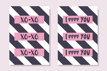 Naklejka premium Valentine's day greeting cards with lettering.Vector illustration.