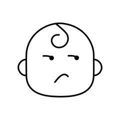 Unhappy baby face emotion line icon