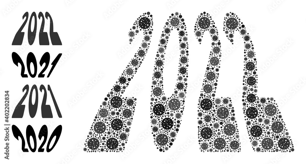 Poster 2022 perspective digits covid mosaic icon. 2022 perspective digits collage is made with randomized p