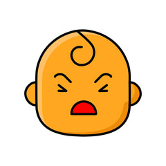Annoyed baby face emoticon colored line icon