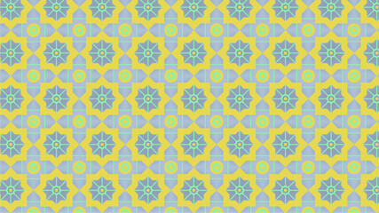 Patrón de flor estrella -  verde y amarillo