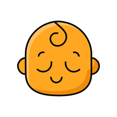 Content baby face emoticon colored line icon