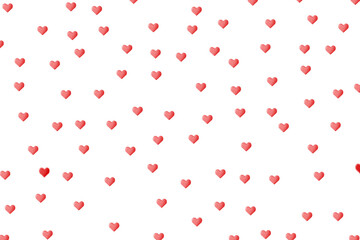 Valentine's Day. Red hearts on a white background. Wallpaper. Card for lovers. Template. Copy space.