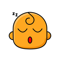 Sleeping baby face emoticon colored line icon