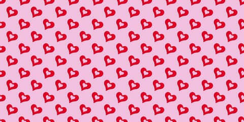 Seamless pattern for lovely Valentine's Day, love heart decoration, flat lay background and template design