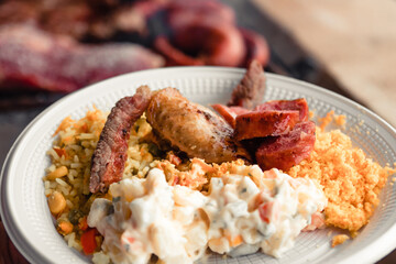 traditional brazilian barbecue. Real brazilian food dish. Picanha.