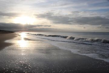 Sunset on the beach, North Sea