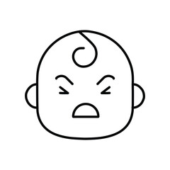 Fototapeta na wymiar Baby Annoyed face emotion line icon