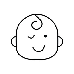 Baby Winking face emotion line icon