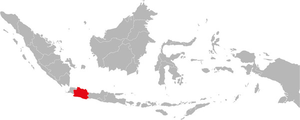 Fototapeta na wymiar Jawa barat province isolated on indonesia map. Gray background. Business concepts and backgrounds.
