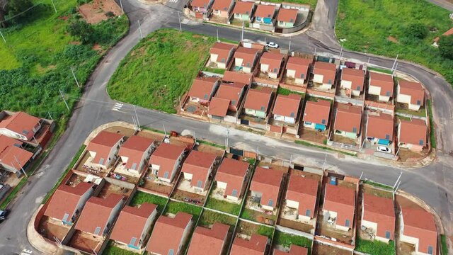 Suburbian residential houses view.Community residence in Mococa, Sao Paulo, Brazil.Suburbian residential houses view.Community residence in Mococa, Sao Paulo, Brazil.Suburbian residential houses view.