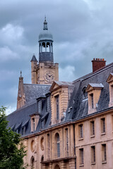 Obraz premium View of Henri-IV School (Lycée Henri IV) and tower of Saint-Étienne-du-Mont church in Paris, France