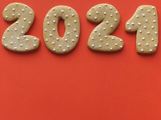 Set of 2021 gingerbreads with copy space 