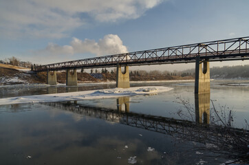 Bridge Over River in Winter