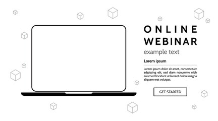 Webinar concept template, online course, distant education, video lecture, internet group conference, training test, work from home, app landing web page template, illustration design.