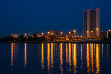 downtown city at night